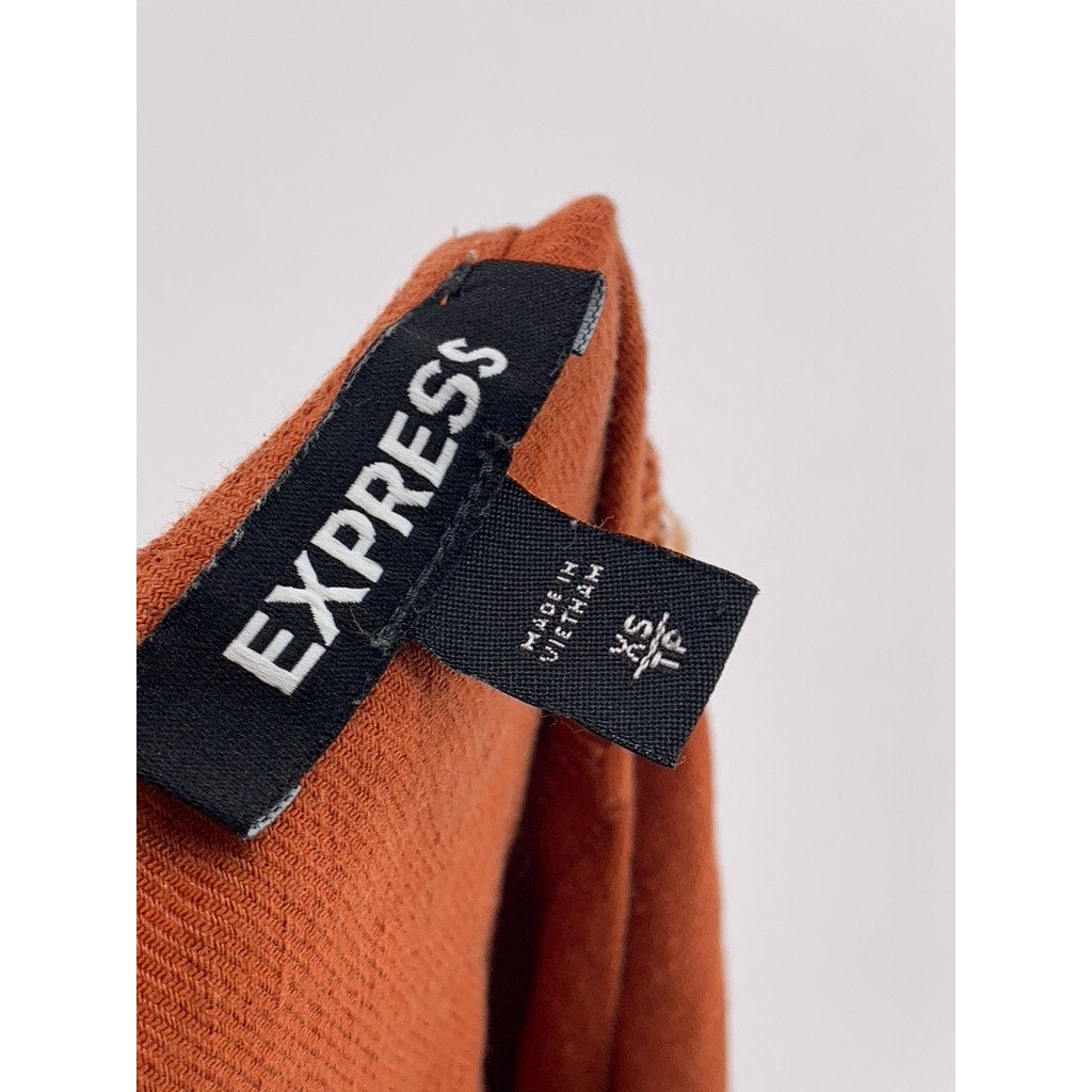 EXPRESS Women's Burnt Orange Straight-Neck Linen-Blend Jumpsuit SZ XS