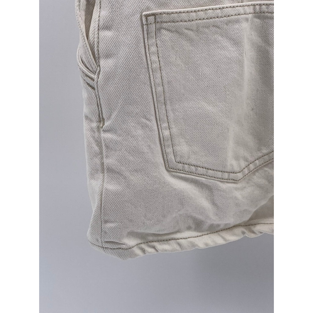 ZARA Women's White Denim Short Overall SZ S
