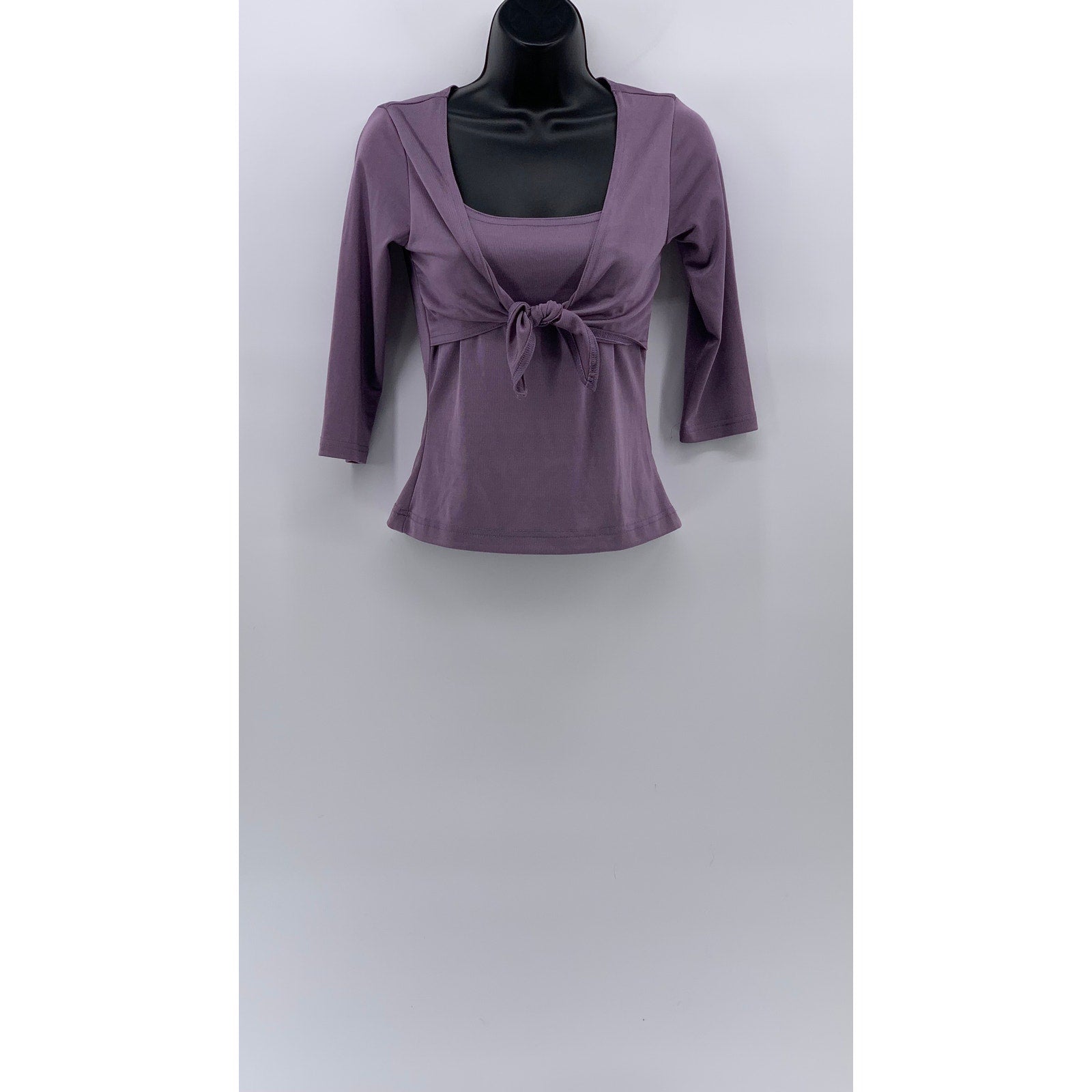 WRAPPER Women's Vintage Mauve 3/4 Sleeve Shawl Layered Scoop-Neck Top SZ M