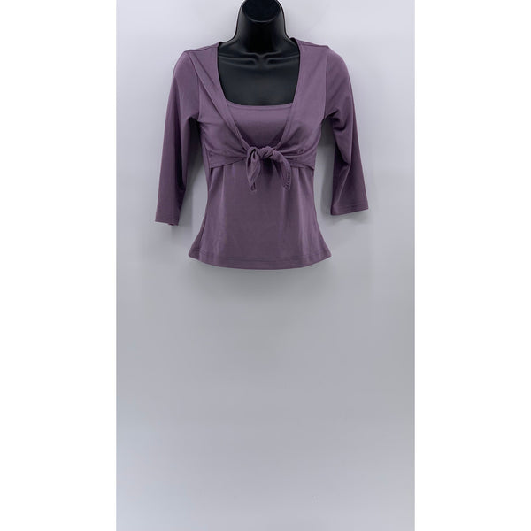 WRAPPER Women's Vintage Mauve 3/4 Sleeve Shawl Layered Scoop-Neck Top SZ M