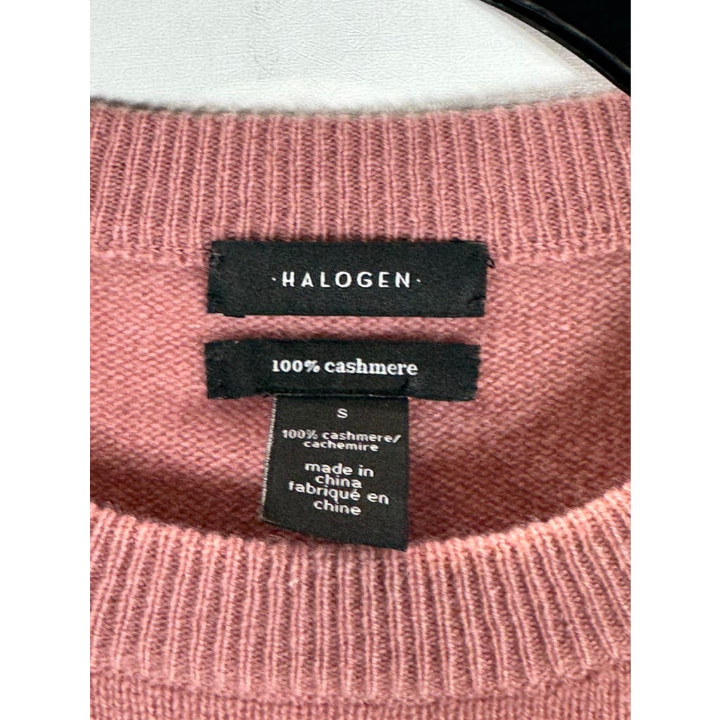 HALOGEN Women's Pink Compact Cashmere Crewneck Pullover Side-Slit Sweater SZ S