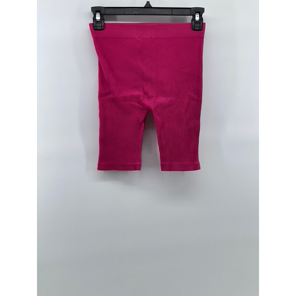 ZARA Women's Fuchsia Ribbed Contour Pull-On Biker Shorts SZ XS-S