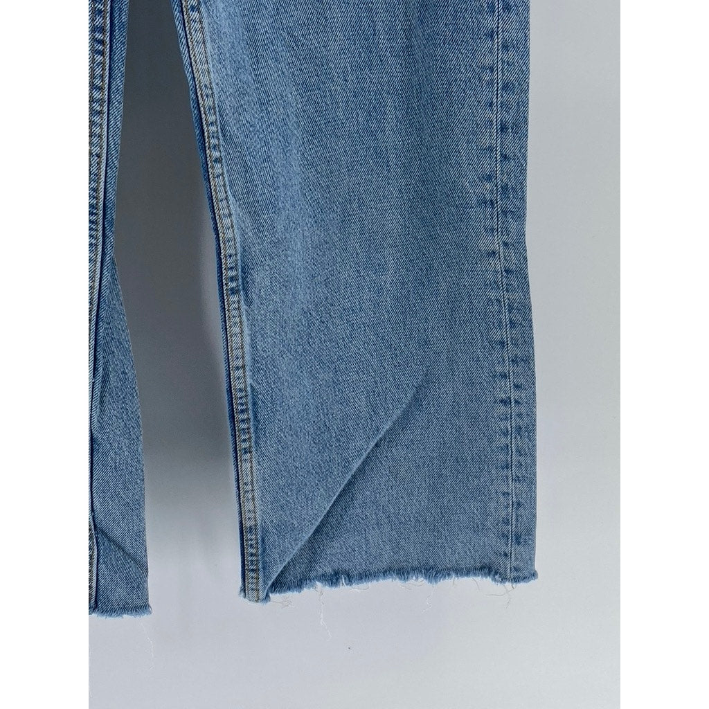 ZARA Women's Straight-Leg High-Rise Denim Frayed Jeans SZ 4