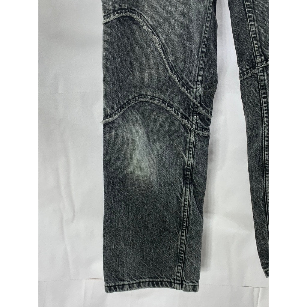 RACHEL COMEY Women's Washed Black Distressed High-Rise Denim Cropped Jeans SZ 0