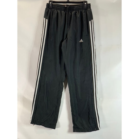 ADIDAS Men's Black/White 3-Stripe Climaproof 365 Pull-On Zipper-Hem Pants SZ S