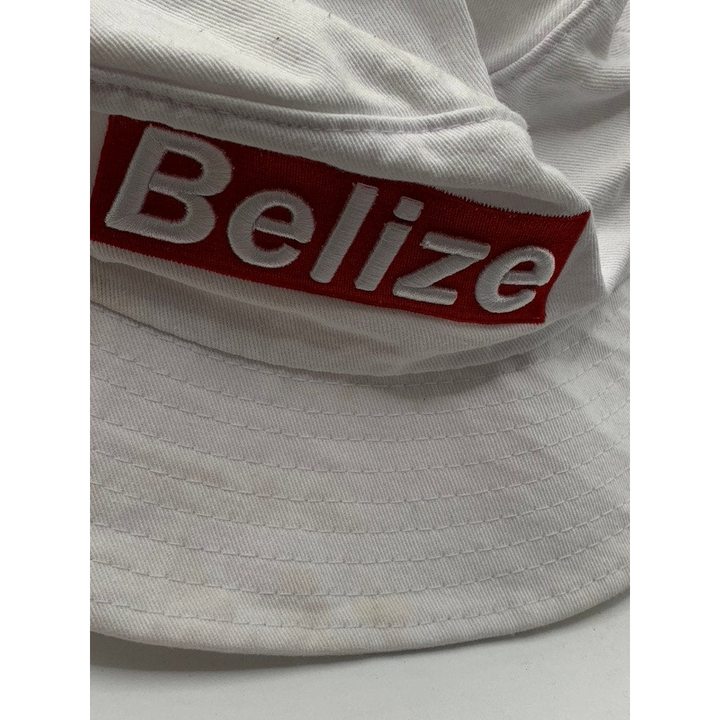 UNBRANDED White Red Embroidered Belize Logo Bucket Hat SZ OS