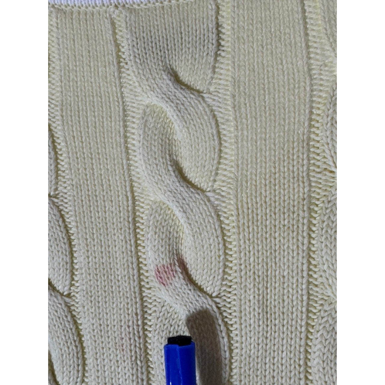 TNA ARITZIA Women's Yellow Cable-Knit V-Neck Dropped-Shoulder Clay Sweater SZ L