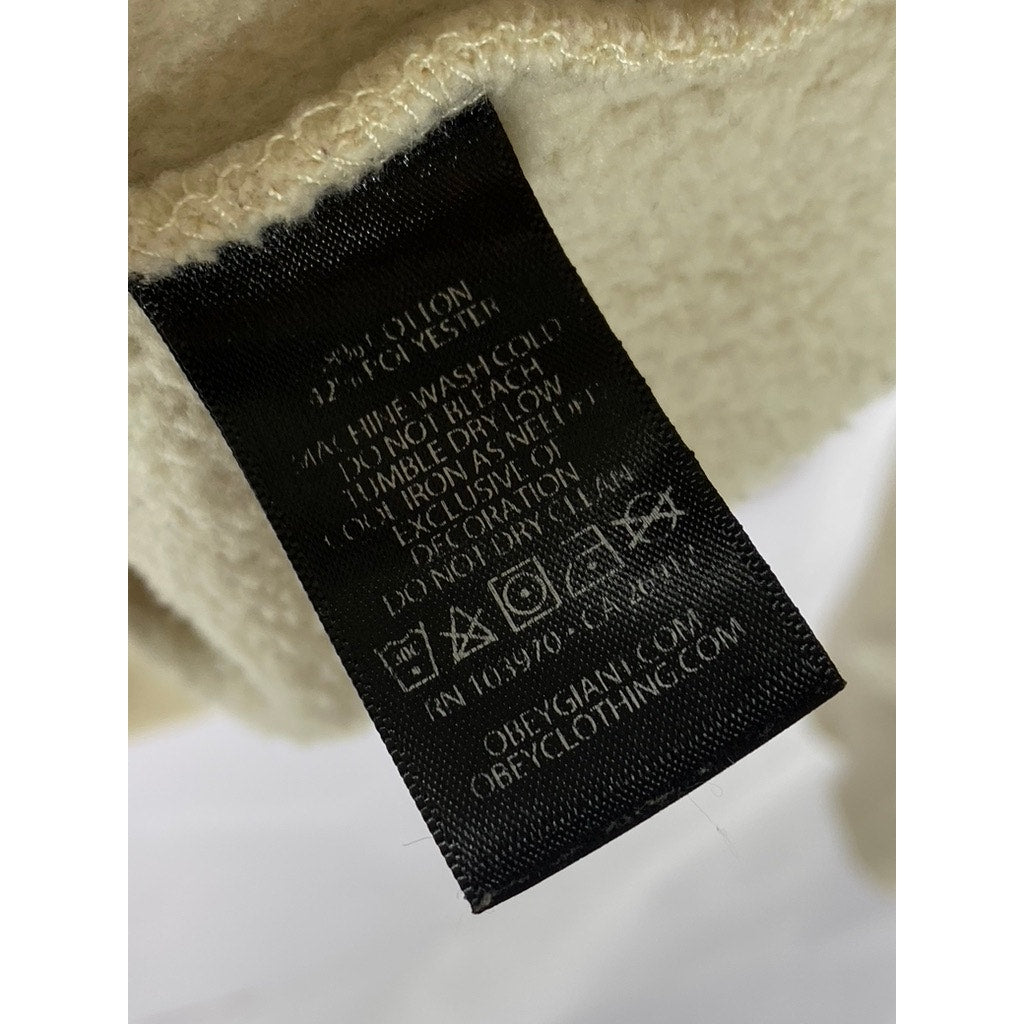 OBEY Men's Beige We Make The Flowers Grow Graphic Hoodie SZ M