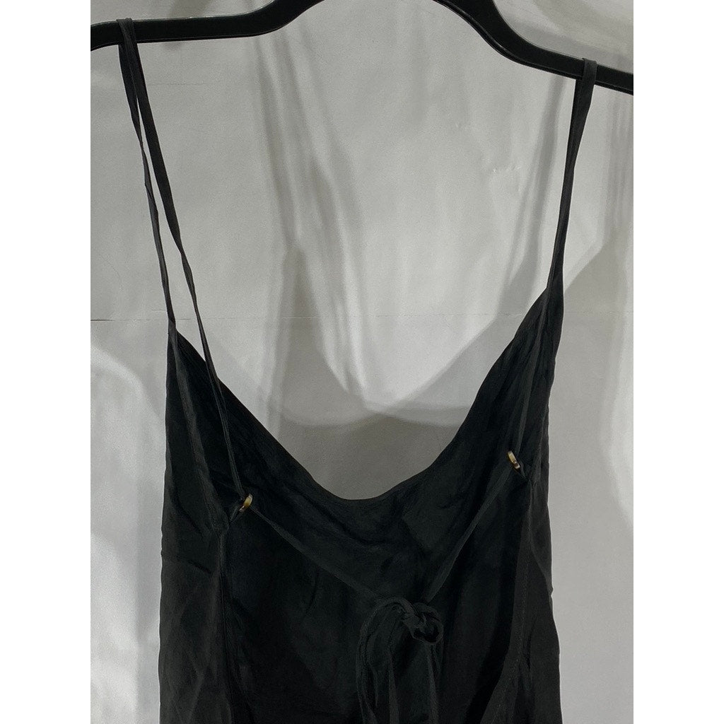 UNBRANDED Women’s Black Cowl-Neck Adjustable Straps Open-Back Mini Dress SZ M