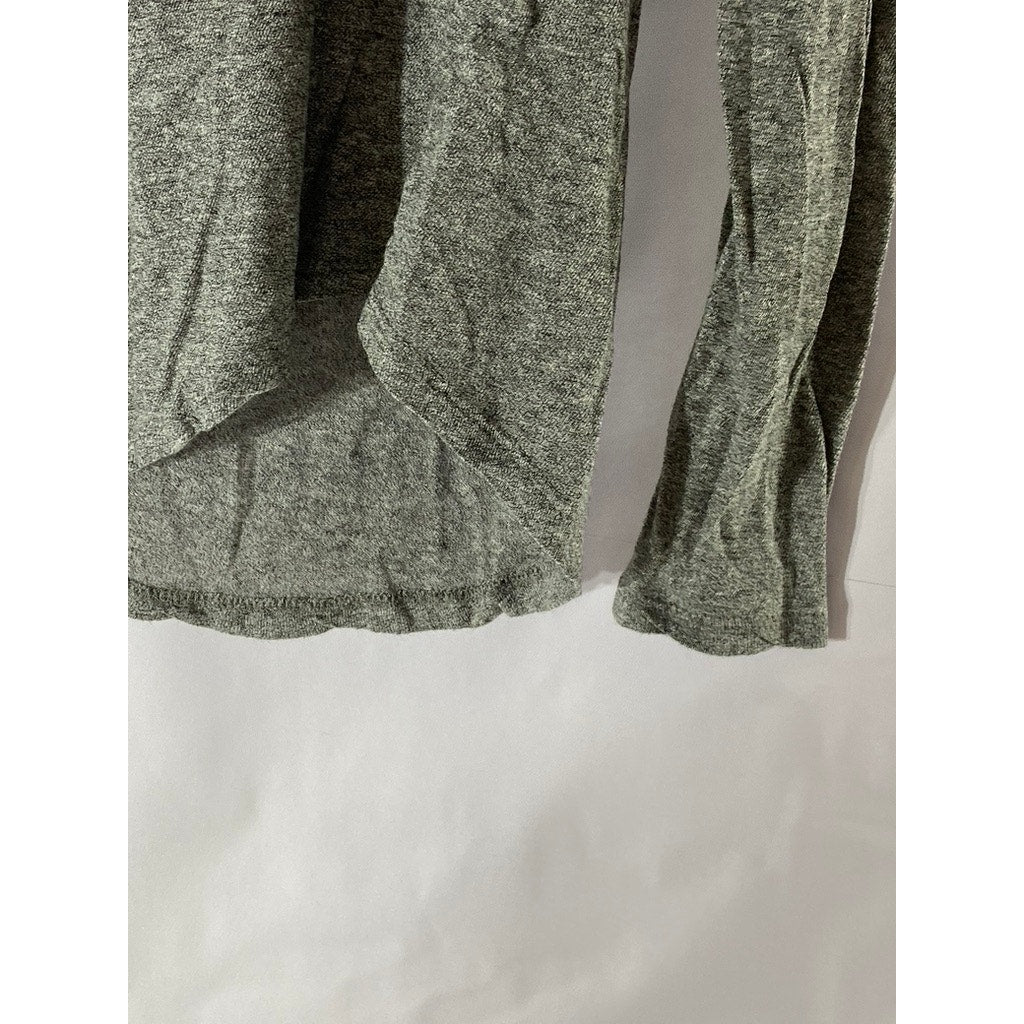 ZARA BASIC Women’s Gray Heather Scoop-Neck Long Sleeve Lightweight Top SZ M
