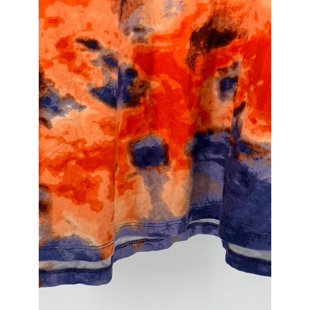LOVE UNIVERSITY Women's Orange-Blue Tie-Dye V-Neck Tank Maxi Dress SZ M