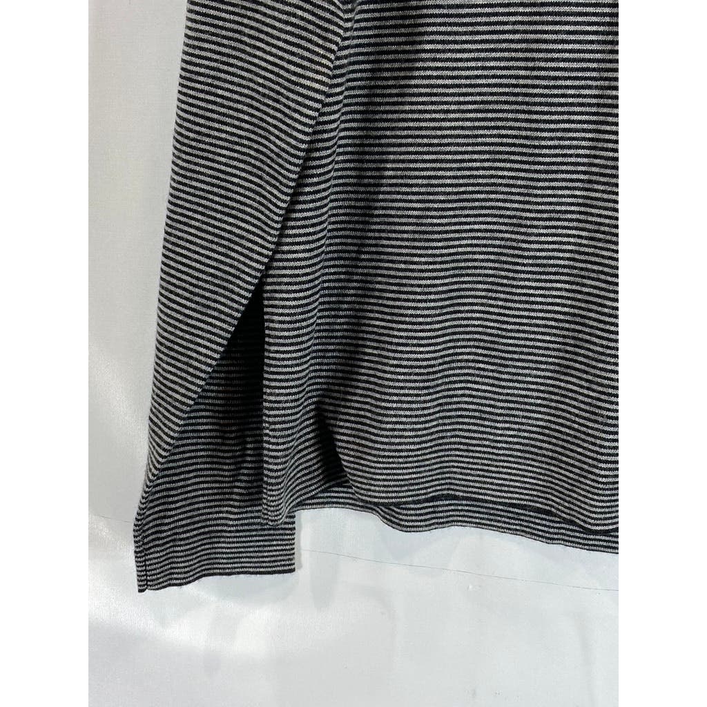 BANANA REPUBLIC Men's Black/Gray Striped Vintage Extra Fine Merino Polo SZ L