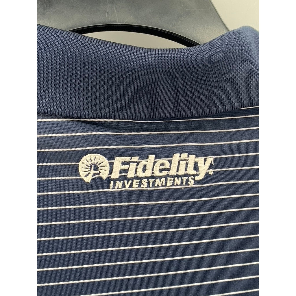 NIKE GOLF Men's Navy-White Striped Polo SZ XL