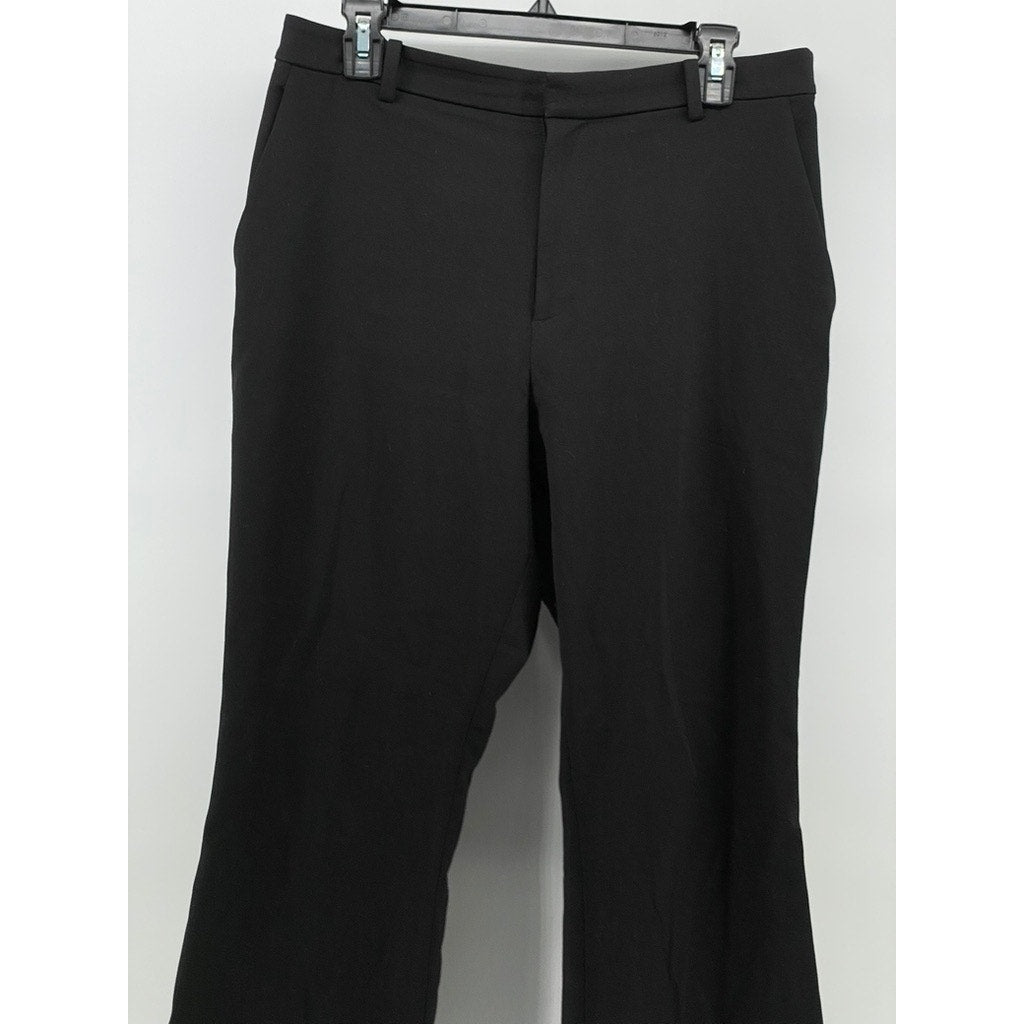 UNIQLO Women's Black Solid Regular-Fit Wide-Leg Ankle Pant SZ L