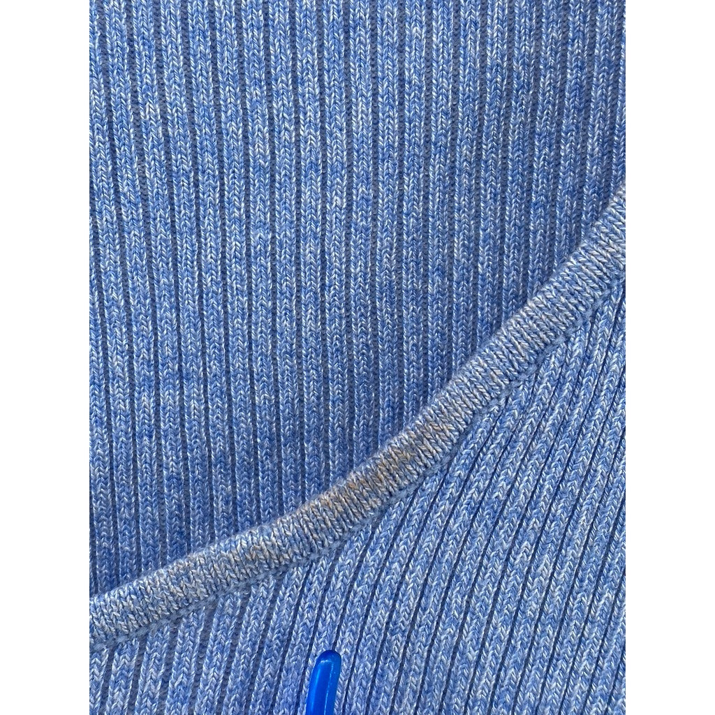 H&M Women's Blue Ribbed Scoop-Neck Long Sleeve Top SZ M
