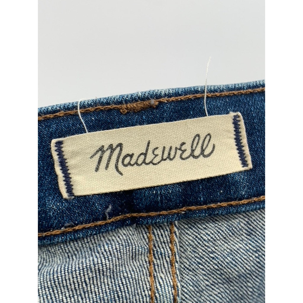 MADEWELL Women's Medium Blue Denim Frayed 10" high Rise Skinny Jean SZ 28