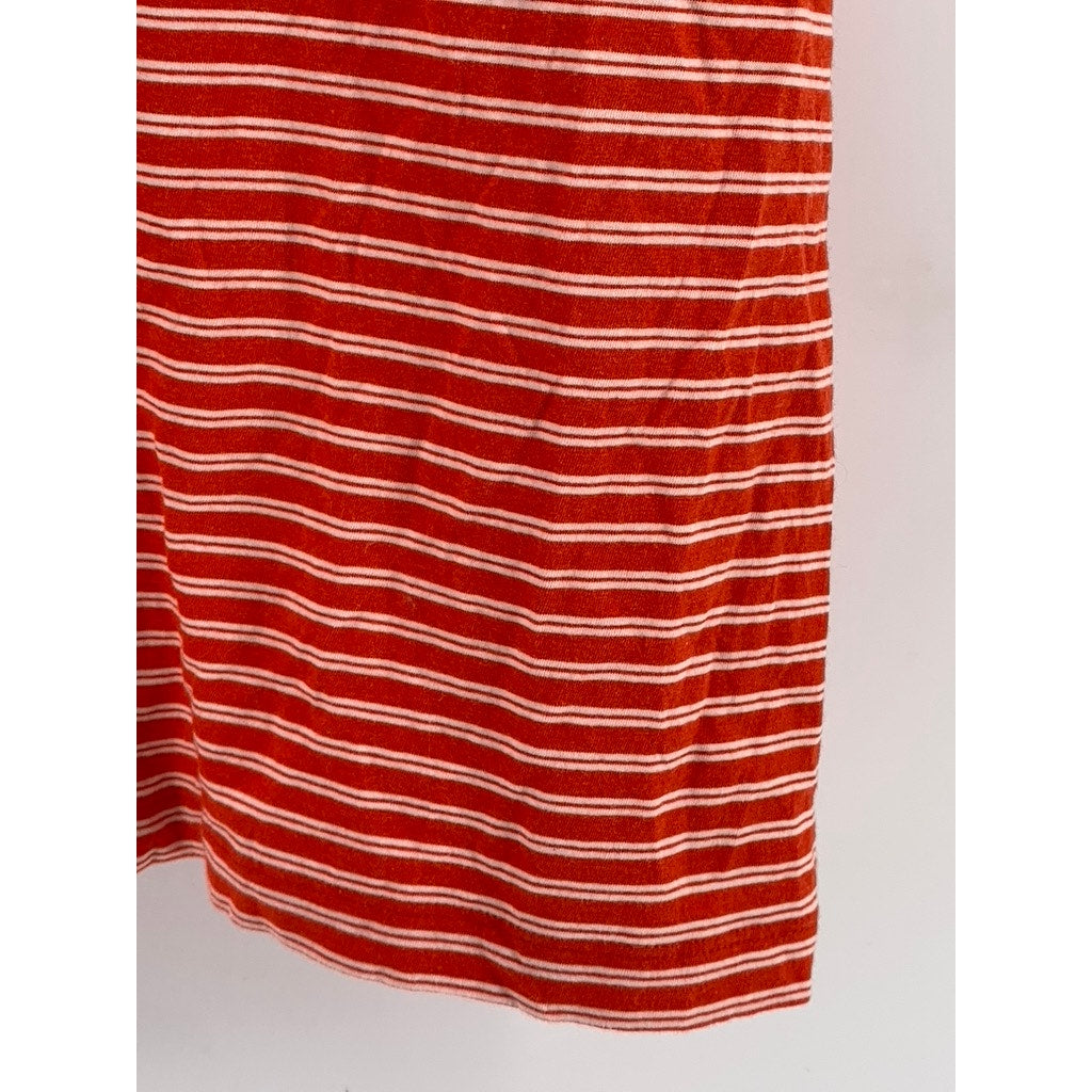 LACOSTE Men's Red-Orange Striped Regular Fit Short Sleeve Shirt SZ XXL