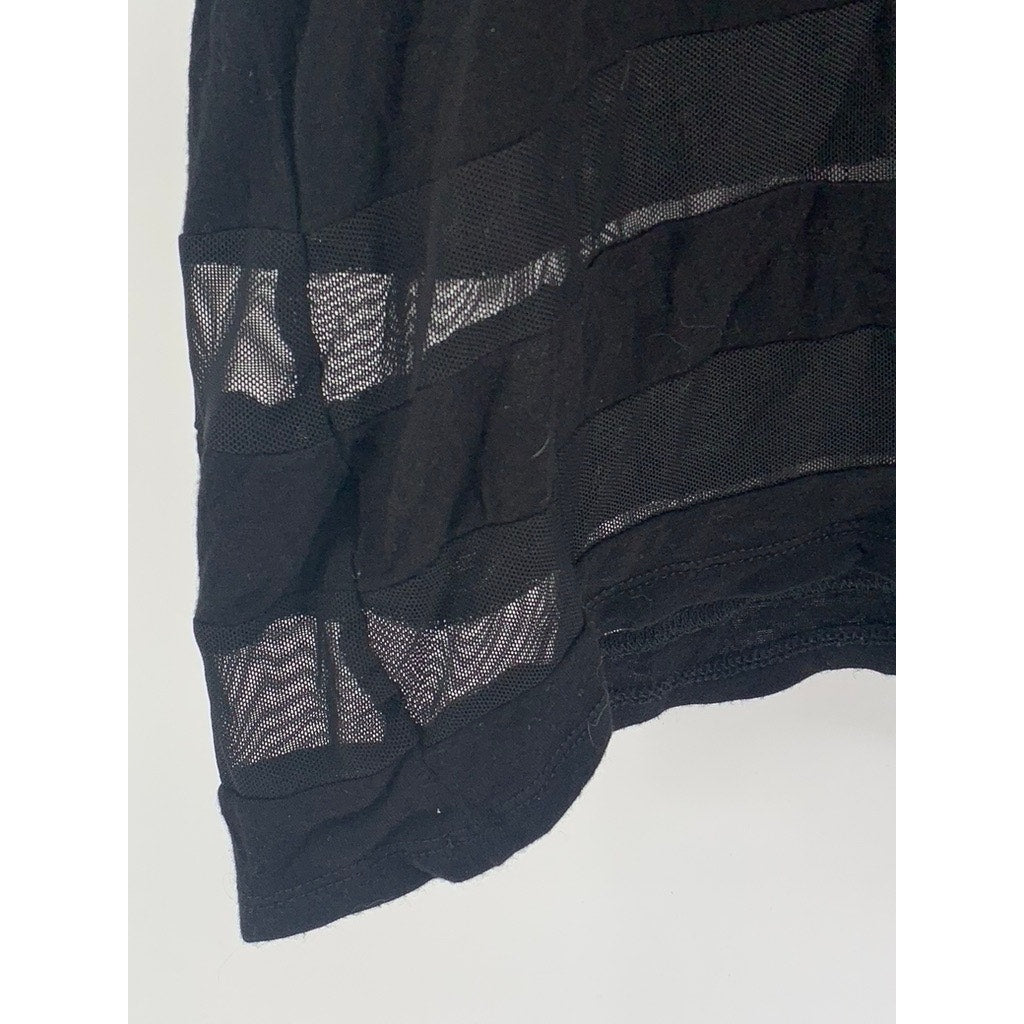 OCCASION CLOTHING Women's Plus Black Mesh Stripe Short Sleeve Top SZ 3X