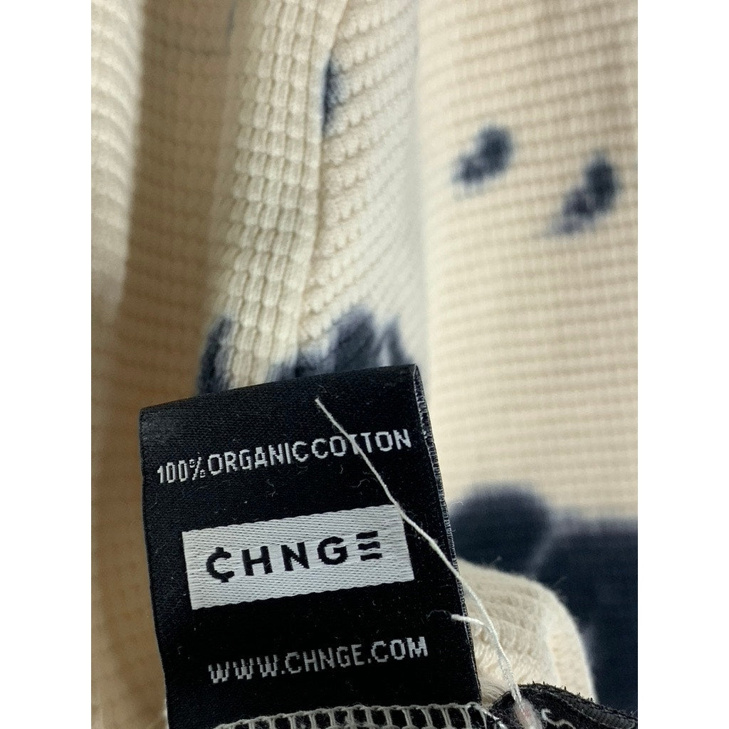 CHNGE Women's Beige Tie-Dye Embroidered Logo Organic Cotton Crop Top SZ S