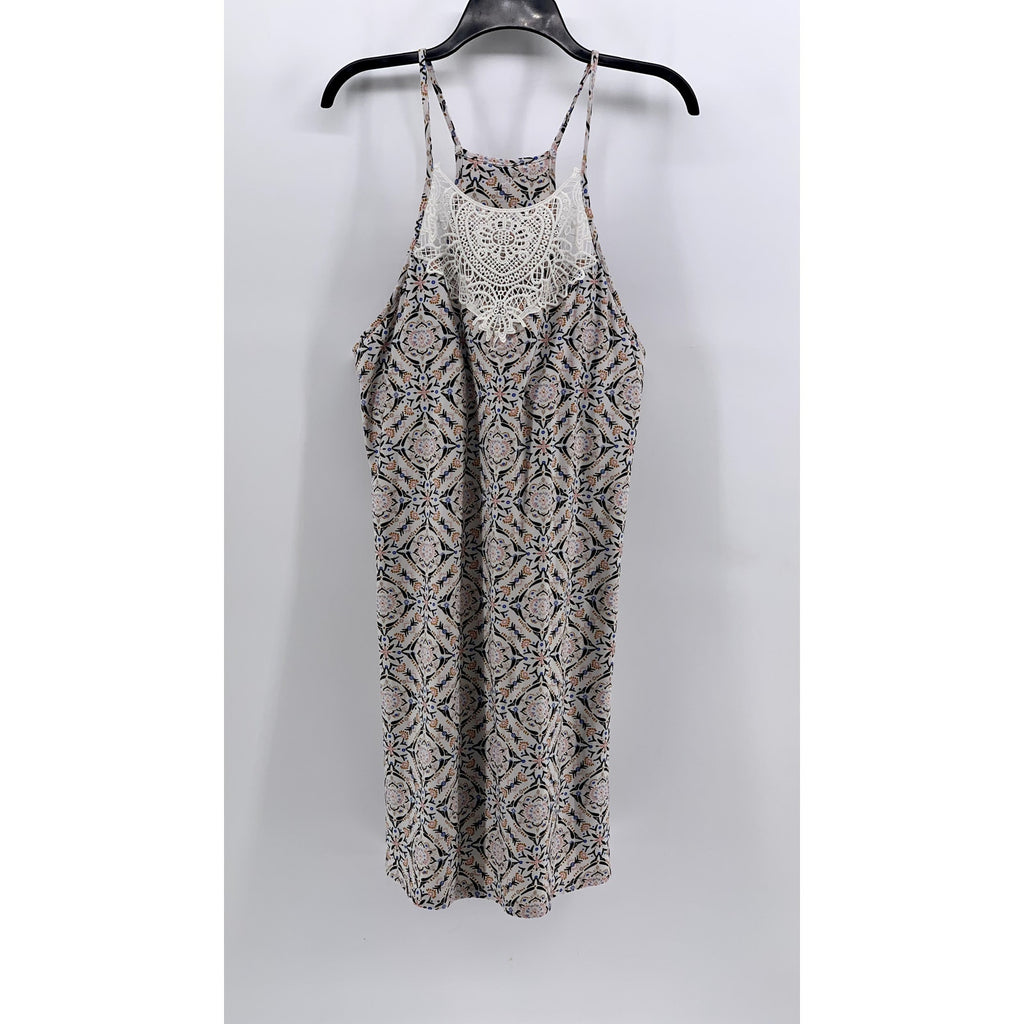 SONOMA GOODS FOR LIFE Women's Beige Printed Lace Halter Mini Dress SZ XL
