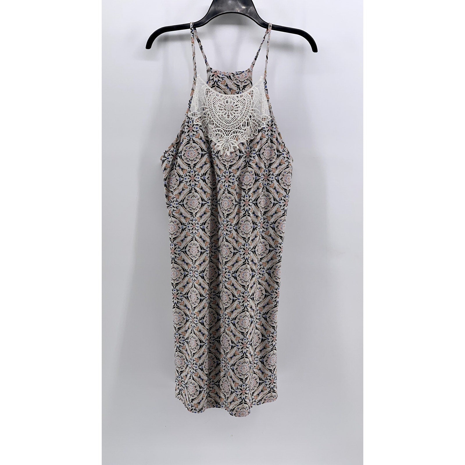 SONOMA GOODS FOR LIFE Women's Beige Printed Lace Halter Mini Dress SZ XL