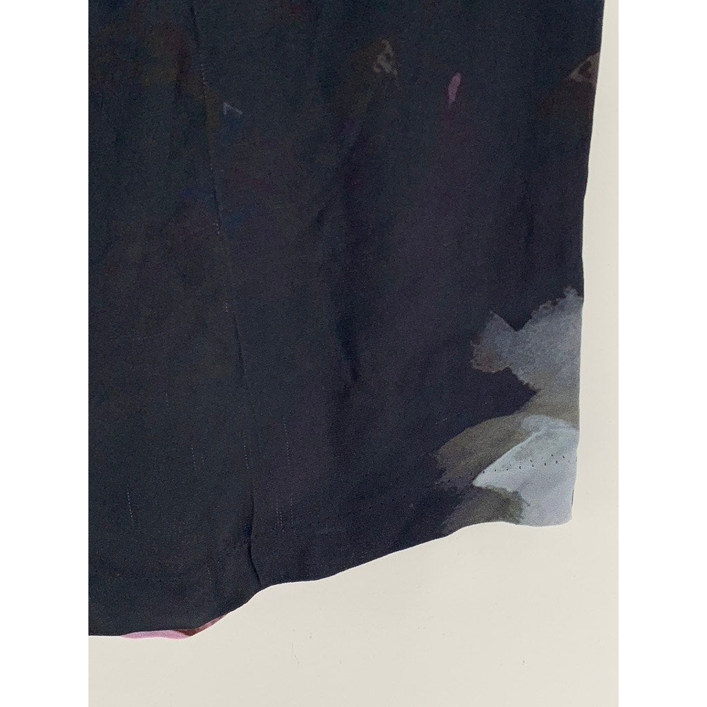 FUZZI Women's Black Floral Suede Stripe Wide-Leg Pants SZ 42(US/M)