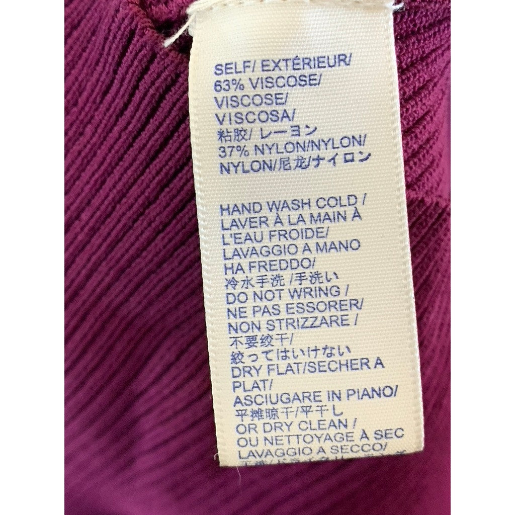 REBECCA MINKOFF Women's Wine Knit Crewneck Elbow Sleeve Maci Dress SZ S