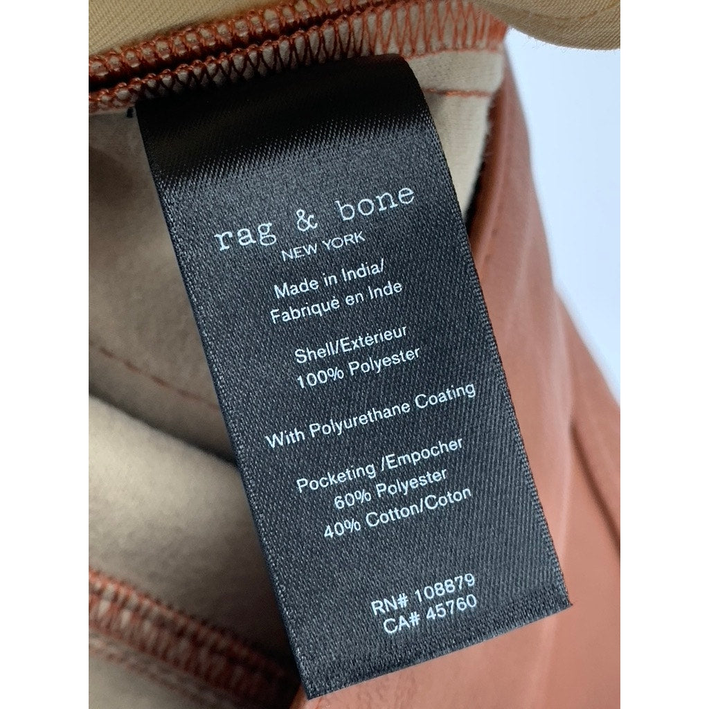 RAG & BONE Women's Cognac Faux-Leather Flare High-Rise Five Pocket Pant SZ 26