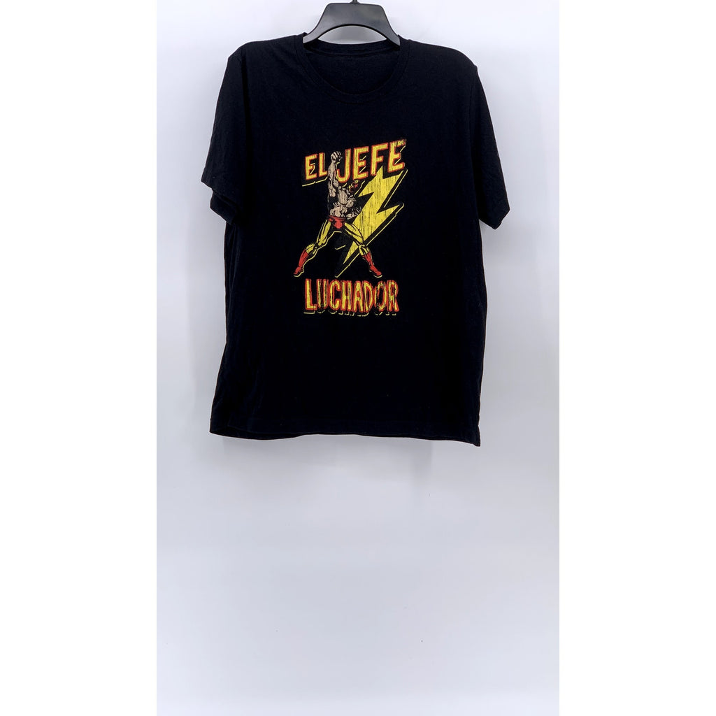 UNBRANDED Men's Black El Jefe Luchador Crewneck Short Sleeve T-Shirt SZ M