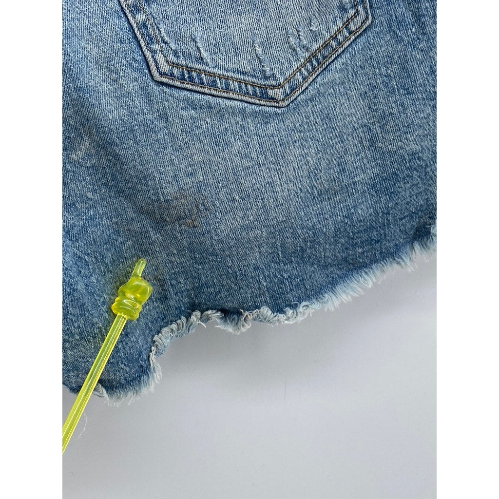 BANANA REPUBLIC Women’s Blue Medium Wash Denim Distressed High-Rise Shorts SZ 30