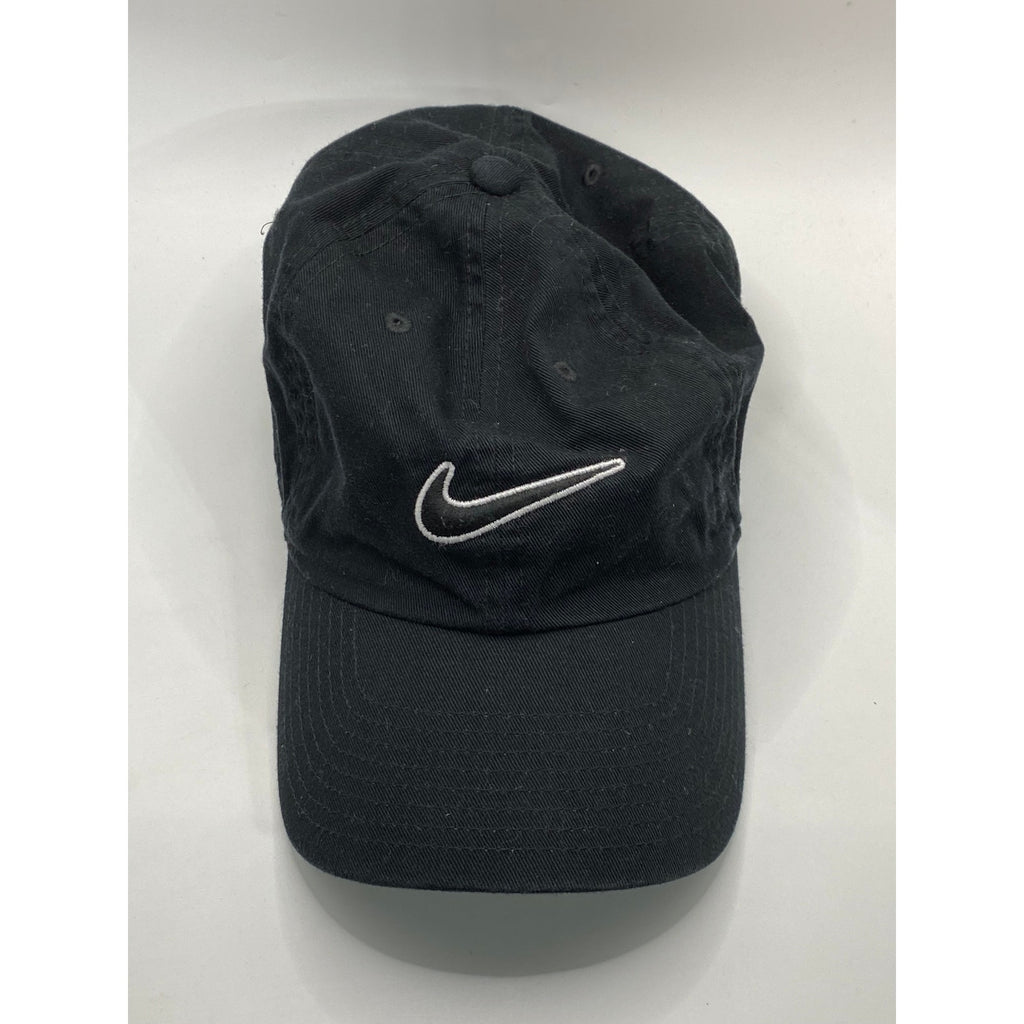 NIKE Unisex Adult Black-White Heritage 86 Embroidered Swoosh Baseball Hat SZ OS