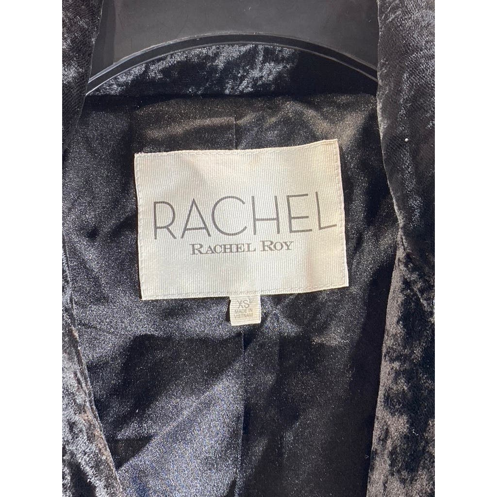 RACHEL RACHEL ROY Women's Black Velvet Asymmetrical Zip Motorcycle Jacket SZ XS