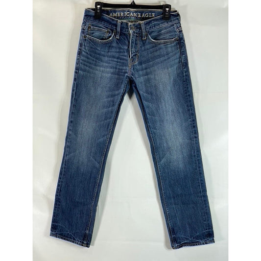 AMERICAN EAGLE OUTFITTERS Men's Medium Blue Faded Slim-Fit Denim Jeans SZ 30X30