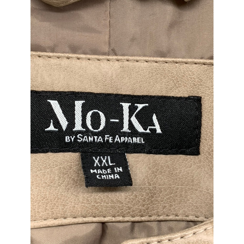 MO-KA By Santa Fe Apparel Women's Tan Faux-Leather Zip UP Jacket SZ 2XL
