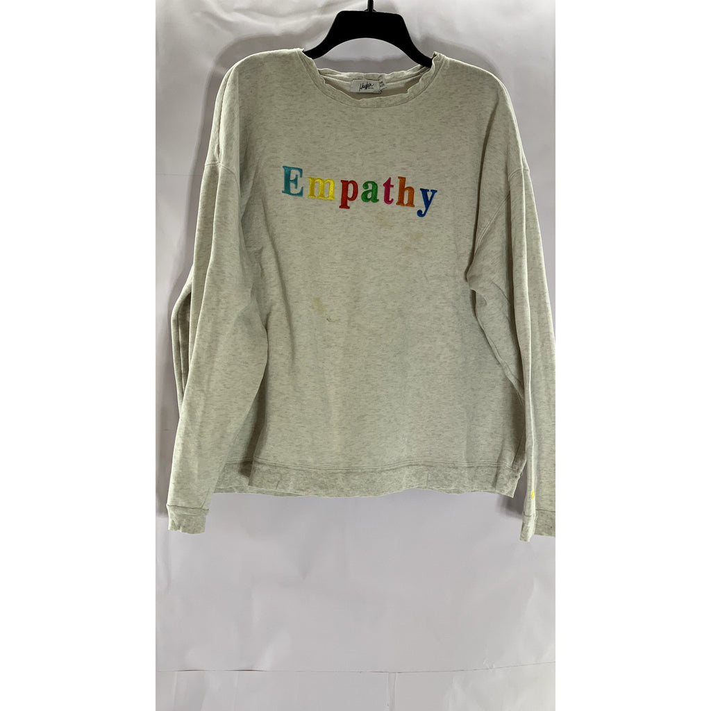 MAYFAIR Unisex Grey-Multicolor Empathy Always Embroidered Sweatshirt SZ OS