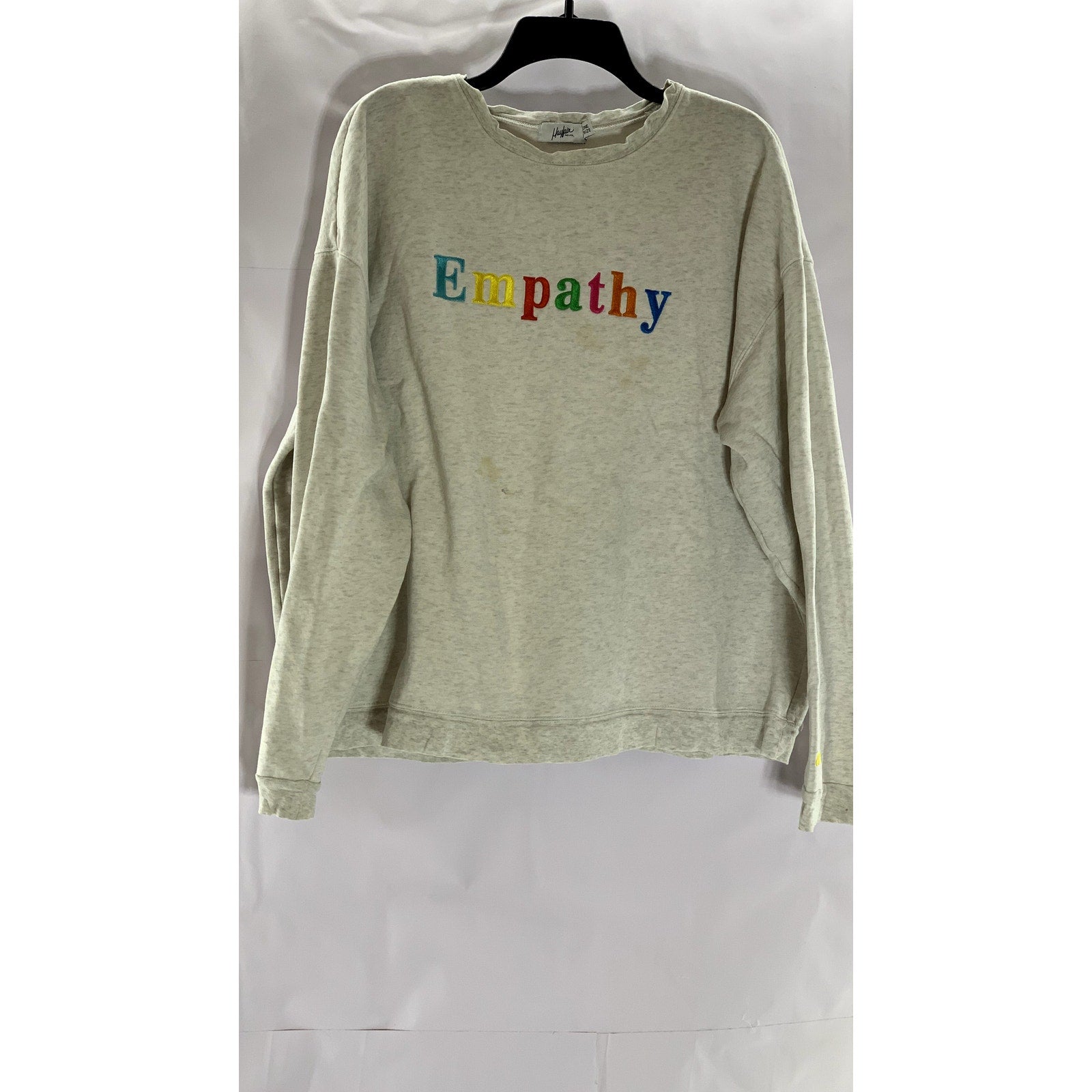 MAYFAIR Unisex Grey-Multicolor Empathy Always Embroidered Sweatshirt SZ OS