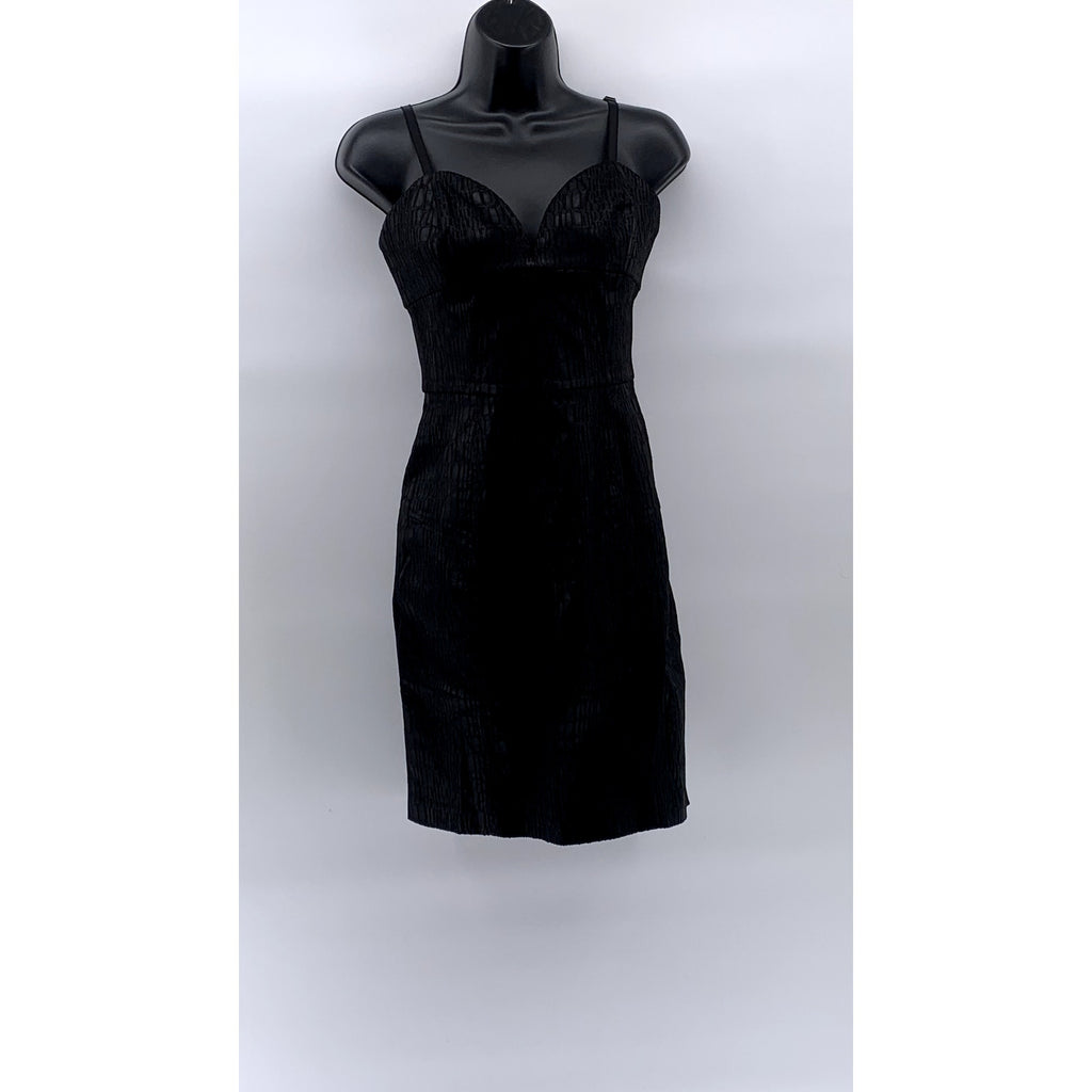 JAY GODFREY Women’s Black Animal Skin Print V-Neck Sheath Mini Dress SZ 8