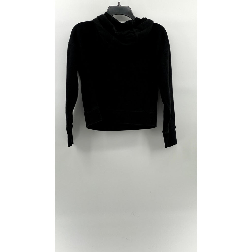 CALVIN KLEIN Women's Black Logo Pullover Hooded Cropped Sweater SZ XS