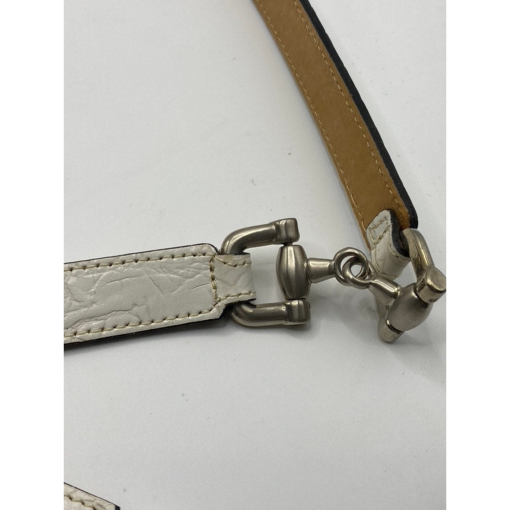 STREETS AHEAD Women's Cream Leather Single Prong Horsebit Belt OS