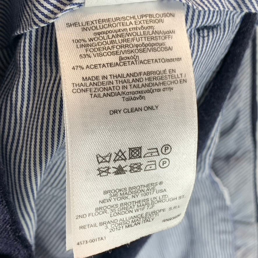 BROOKS BROTHERS 1818 Men's Navy Classic-Fit Fitzgerald Wool Flat Front Pant SZ36