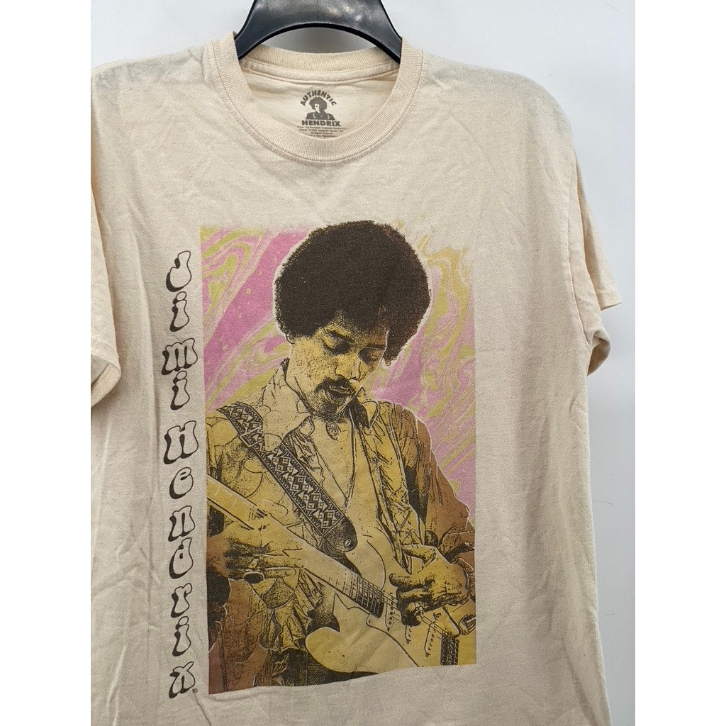 HENDRIX Unisex Adult Beige Crewneck Jimi Hendrix Graphic T-Shirt SZ M