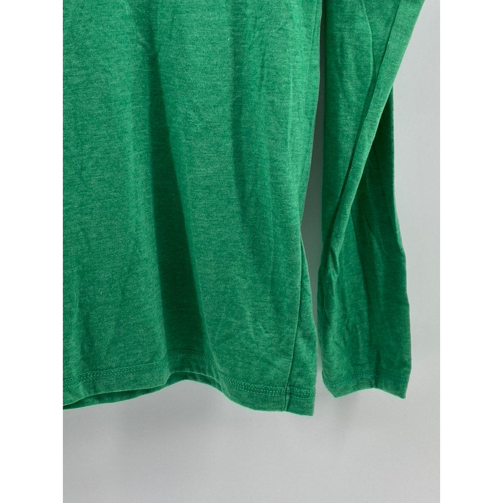 ANVIL Men's Green-Neon Yellow Lightweight Long Sleeve Hooded T-Shirt SZ M