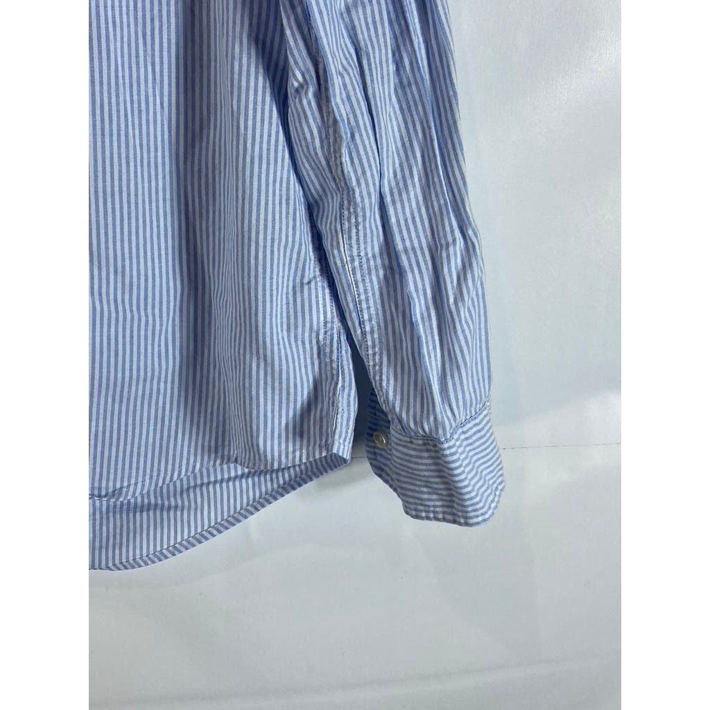 TOMMY HILFIGER Men's Provence Striped Regular-Fit Stretch Oxford Shirt SZ L