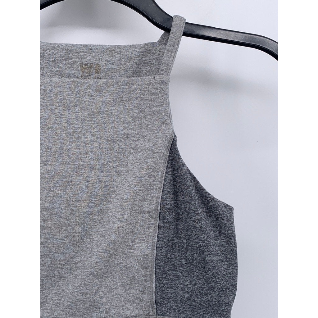 WEME Women's Heather Gray Active Halter Sleeveless  Cropped Top SZ S