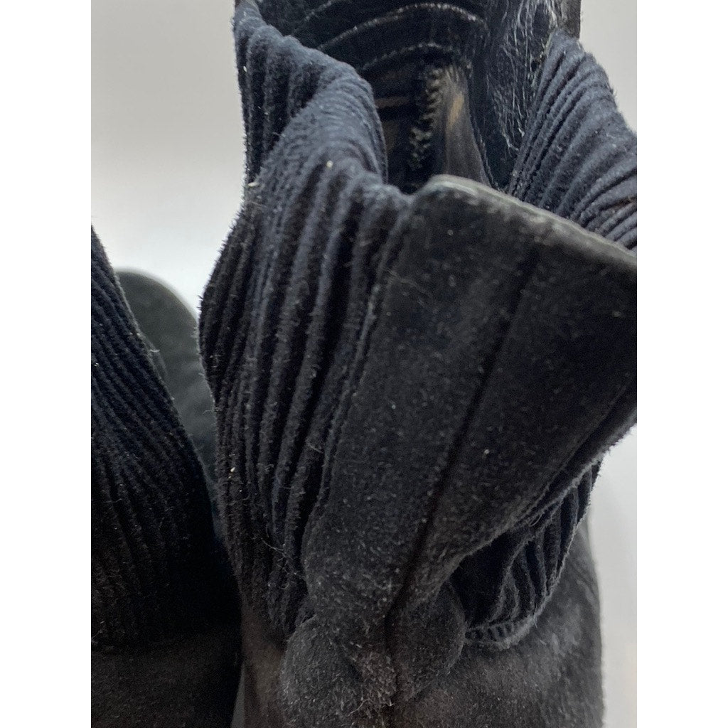 AQUATALIA Women's Black Faux-Suede Round-Toe Ankle Sock Wedge Boots SZ 8.5