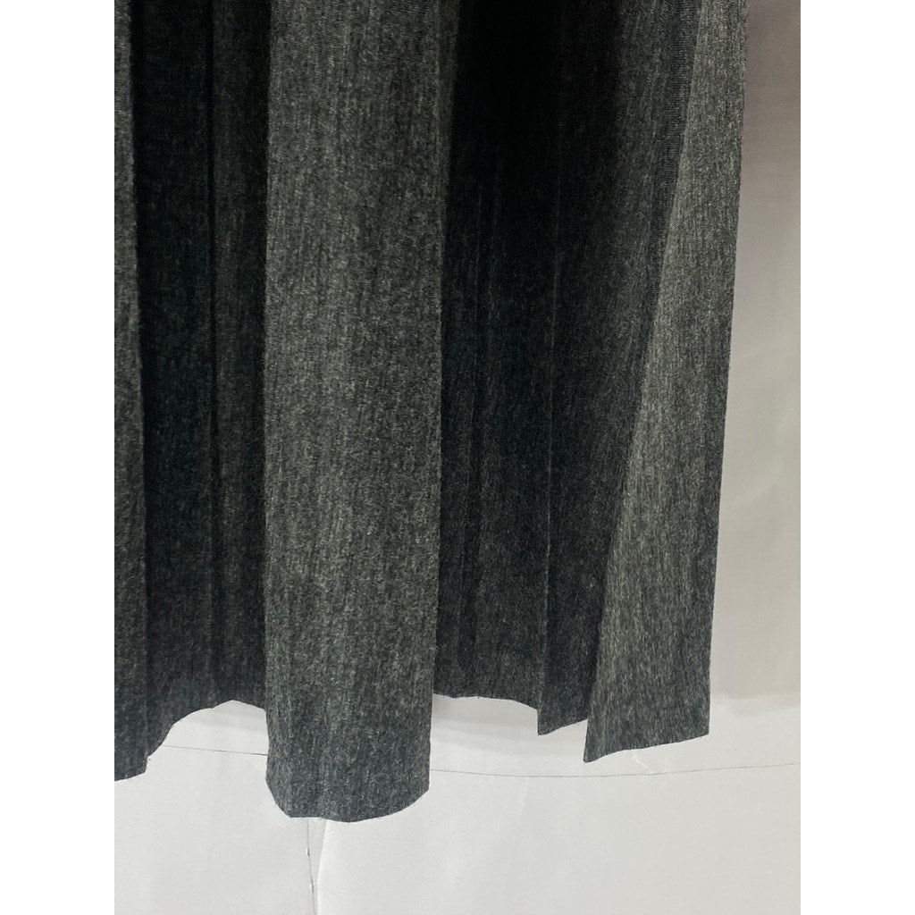 ANN TAYLOR LOFT Women's Petite Charcoal Gray Pleated Midi A-Line Skirt SZ S/P