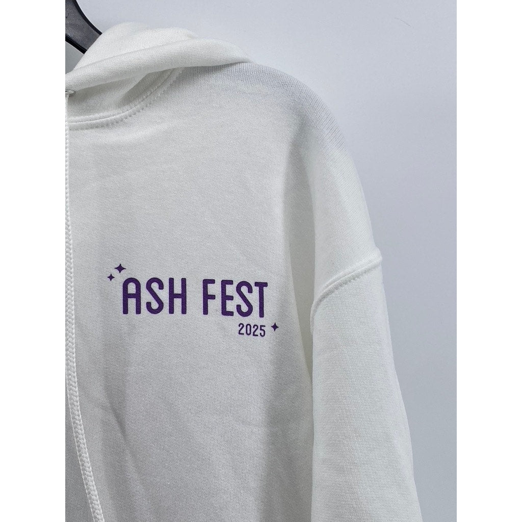 PORT & COMPANY Women's White Music Ash Fest Graphic Casual Pullover Hoodie SZ M