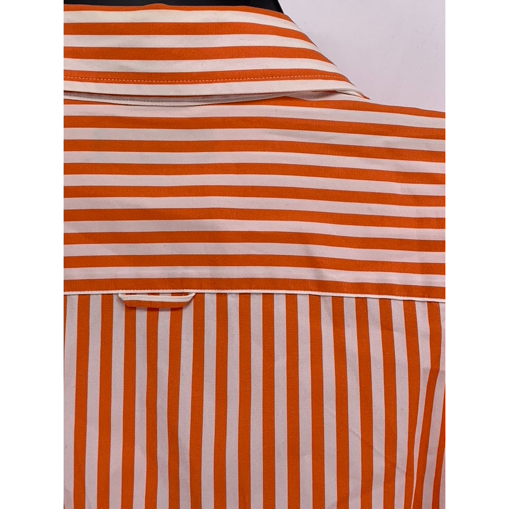 FACONNABLE Women's Orange-White Striped Button-Up Long Sleeve Top SZ XL