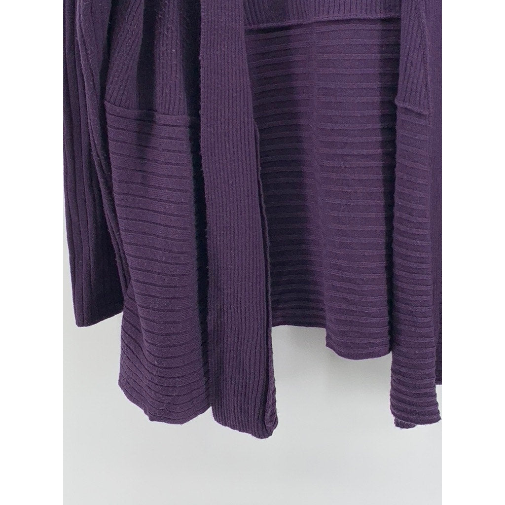 FASHION BUG Women's Purple Ribbed Open-Front Cardigan SZ OS