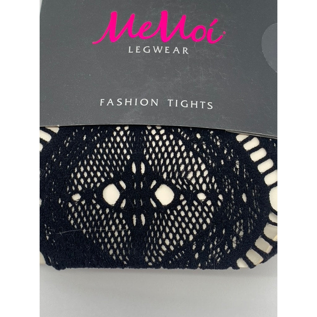 MEMOI Women's Black Artistic Edge Cutout Stretch Pull-On Fashion Tights SZ S/M